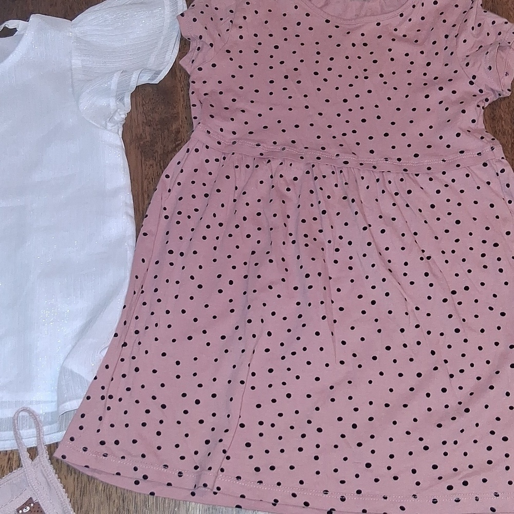 H & M Girls' White and Pink Clothing Set Dress Shirt Tank Shorts 6X/7 - Picture 4 of 7